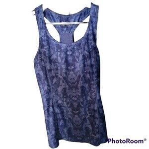 Eddie Bauer Y2K Purple Abstract Print Pattern Athletic Fitness Racer Tank Top S